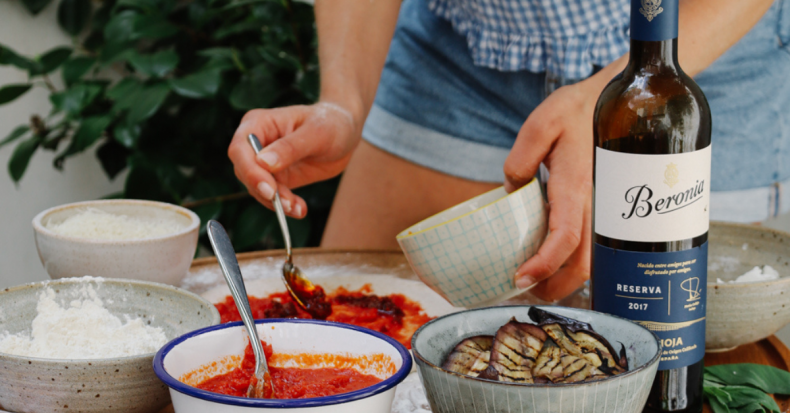 sourdough pizza with aubergine and harissa