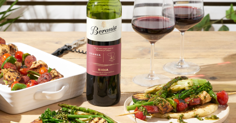 Chicken and Chorizo Skewers with Beronia Crianza