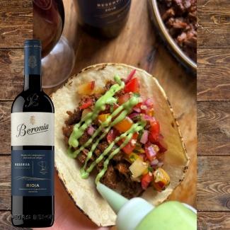 Beef tacos and Beronia Rioja Reserva